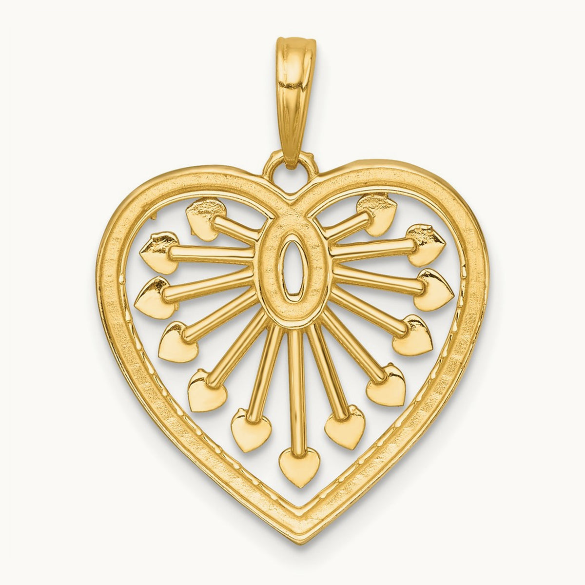 Polished Fancy Heart Charm, 14K with White Rhodium