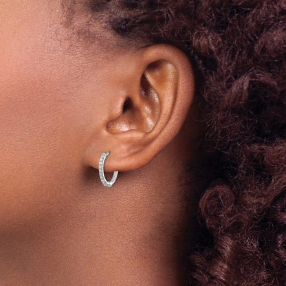 Hinged Hoop Earrings, 0.20 ct tw Lab-Grown Diamond — 14K White Gold