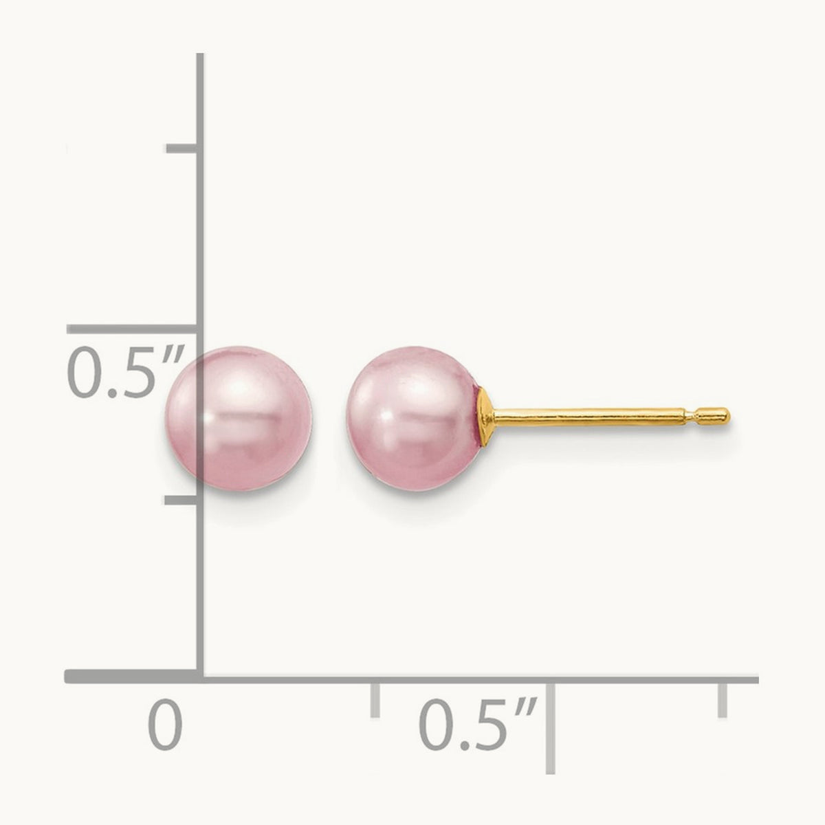 5- Purple Round Freshwater Cultured Pearl Stud Post Earrings, 6mm, 14K