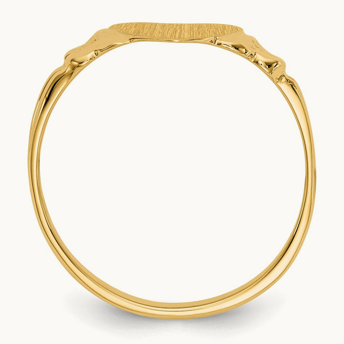 8.0x8. Closed Back Childs Heart Signet Ring, 5mm, 14K