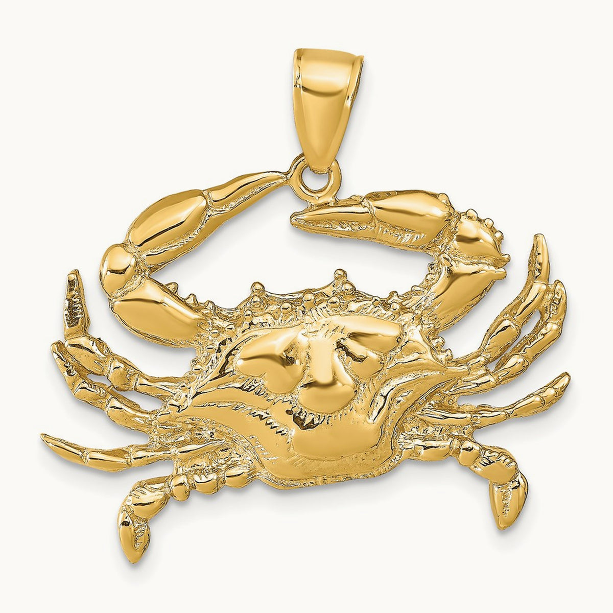 Blue Crab Pendant — 14K Yellow Gold, 30mm