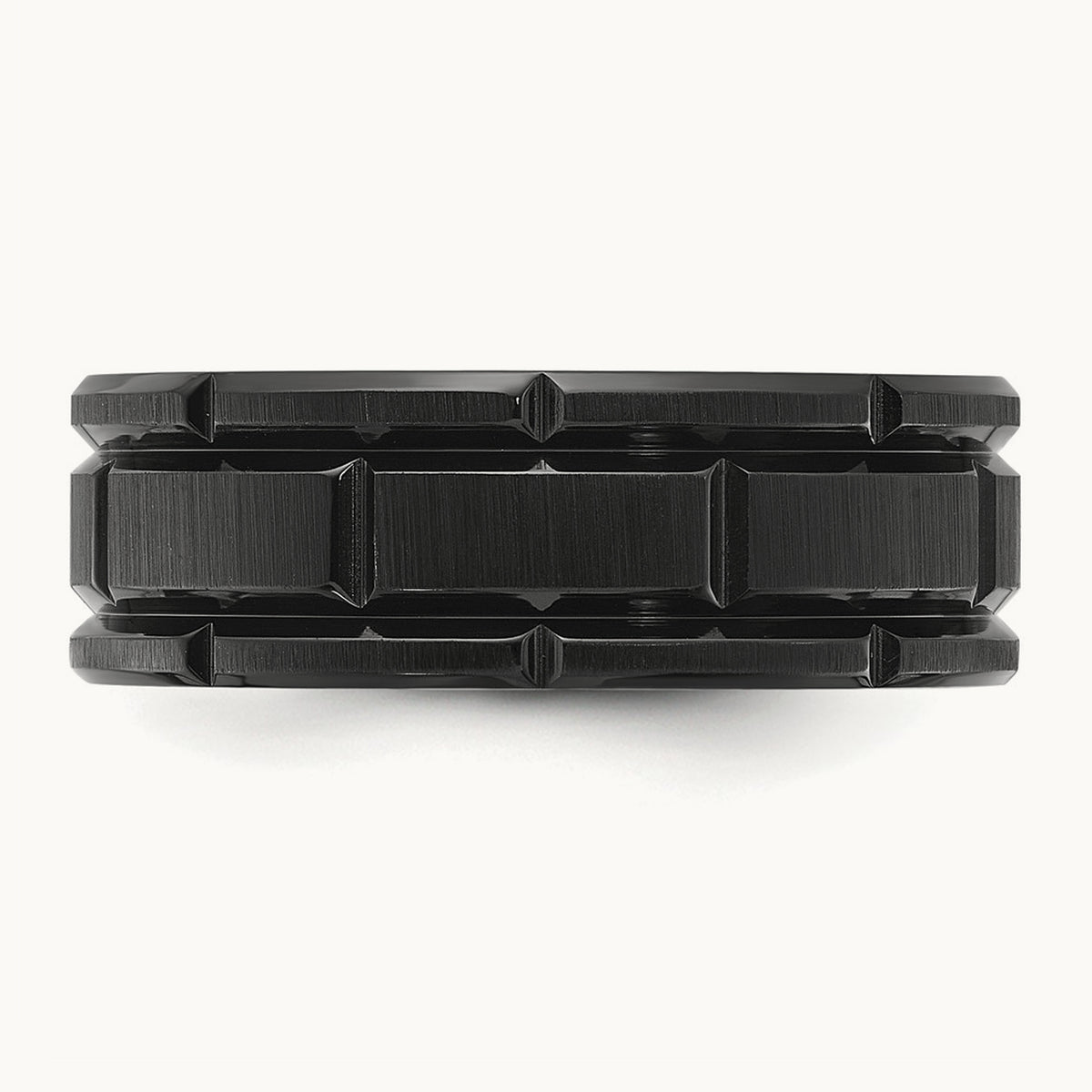 Brushed and Polished Black IP-plated Notched Band, 8mm, Titanium