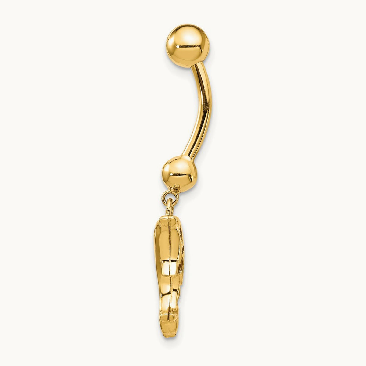 14 Gauge Dolphin Dangle Belly Ring, 14K