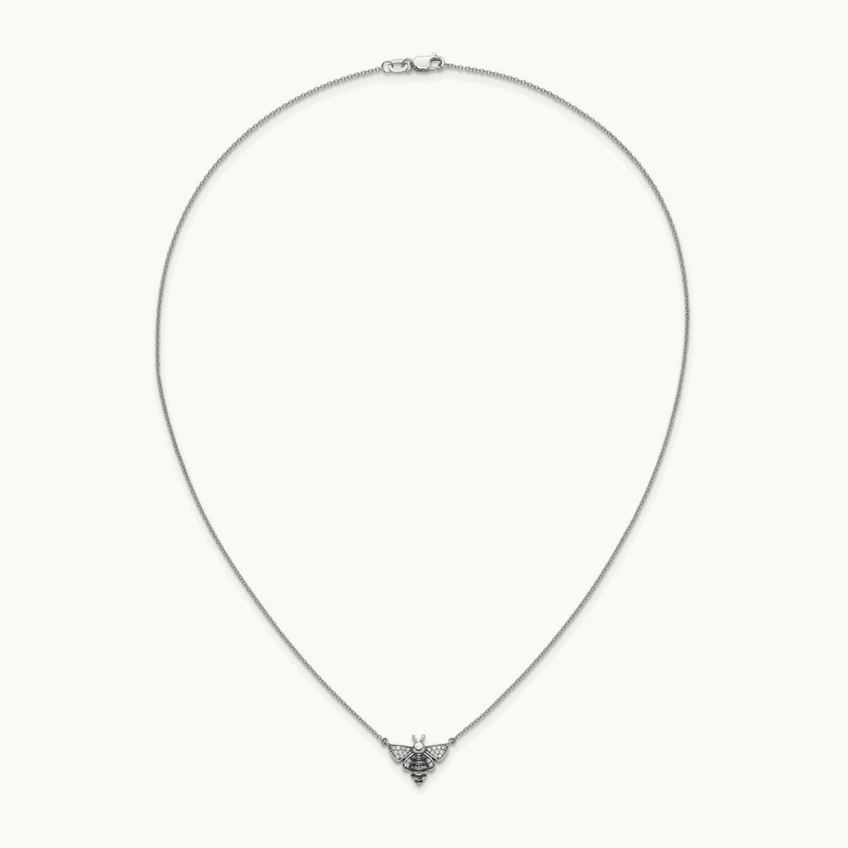 Diamond Bee 18 inch Necklace, 14K White Gold