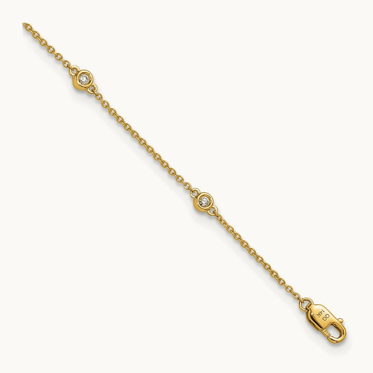 Diamond Station Cable Anklet, 14K