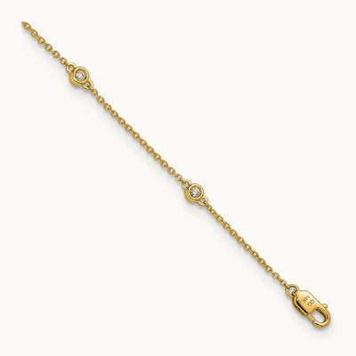 Diamond Station Cable Anklet, 14K