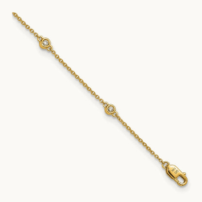 Diamond Station Cable Anklet, 14K