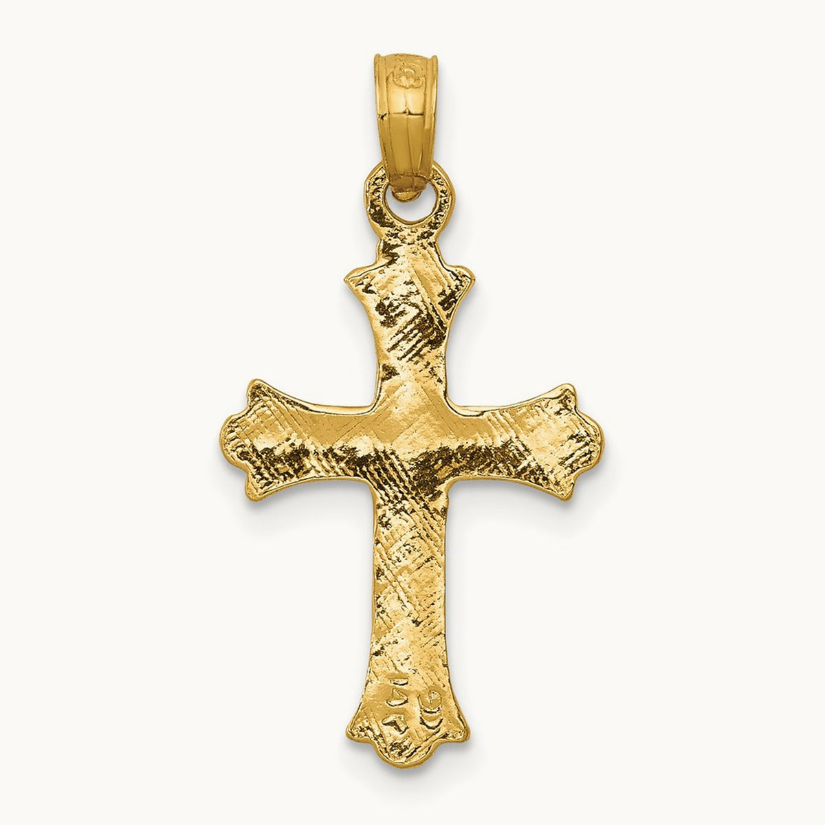 Budded Cross Charm — 14K Yellow Gold, 26mm