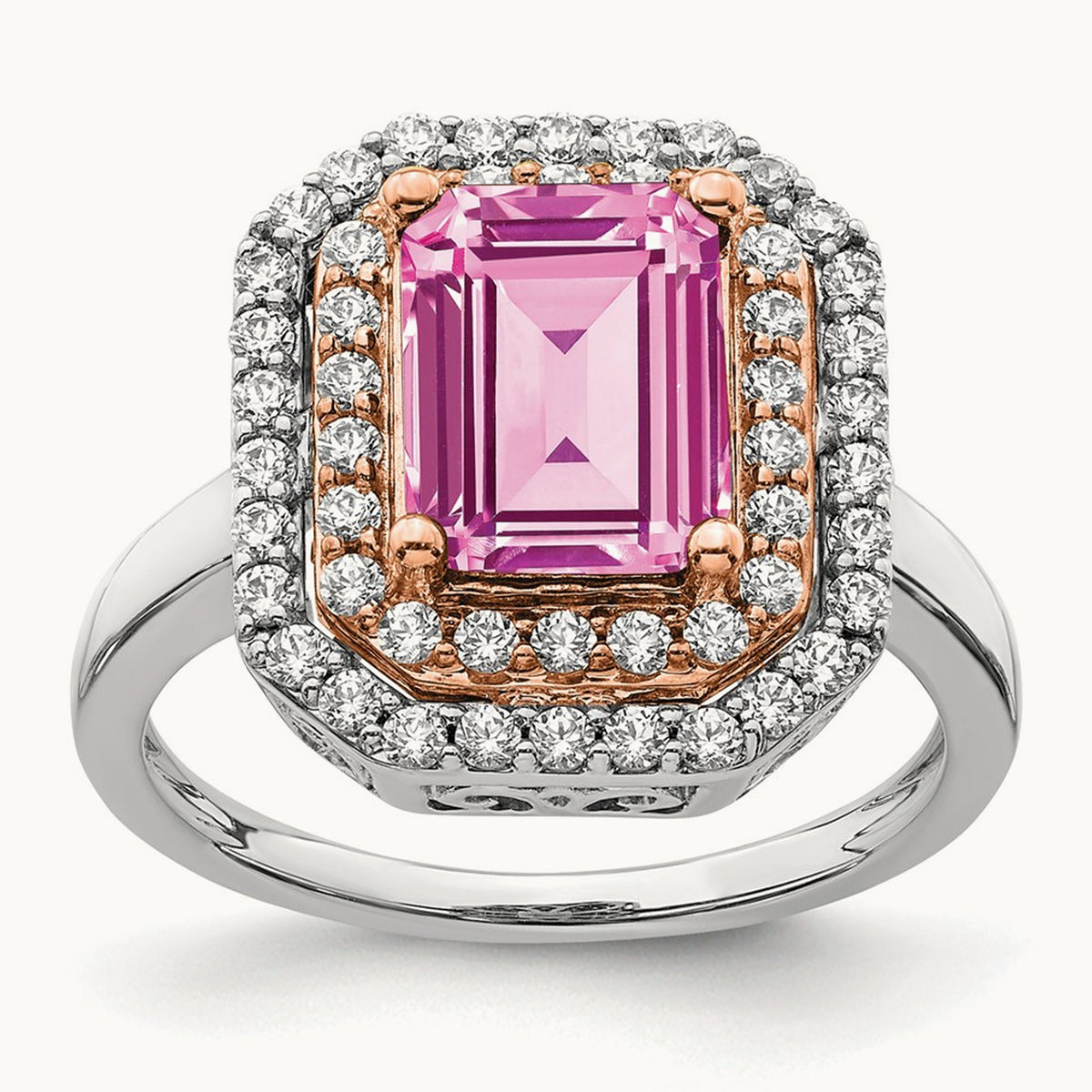 Created Sapphire Ring, 0.50 ct tw Lab-Grown Diamond