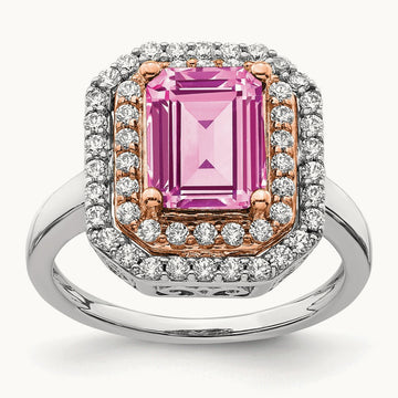Created Sapphire Ring, 0.50 ct tw Lab-Grown Diamond