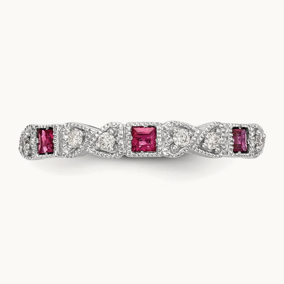 Diamond w/Ruby Band, 14K White Gold