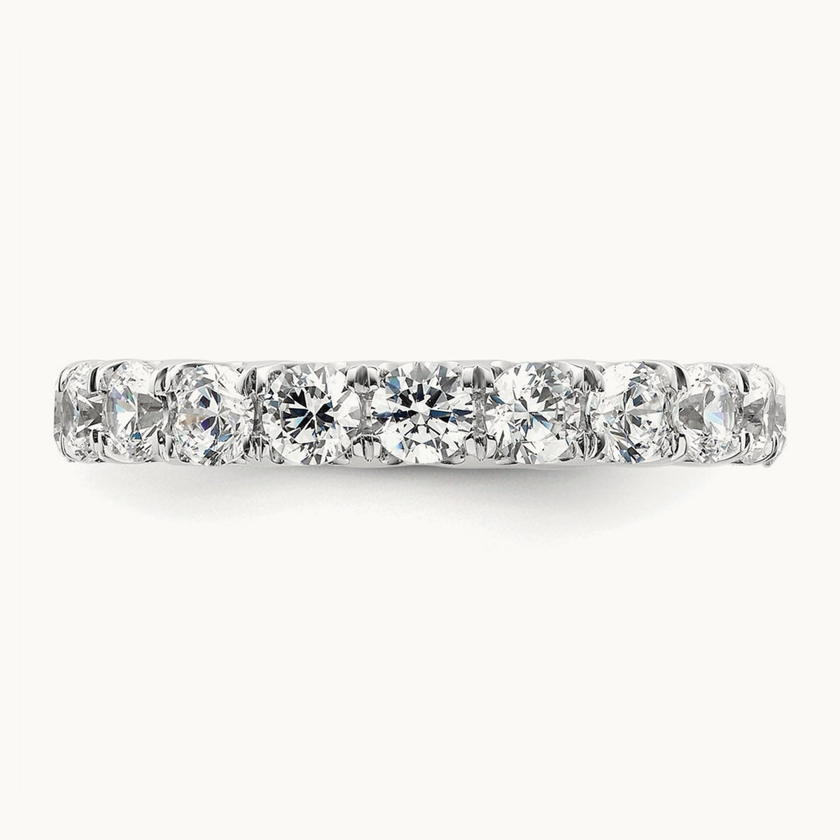 Polished U Shared Prong 3ct Diamond Eternity Band, 14K Gold in 14K White Gold