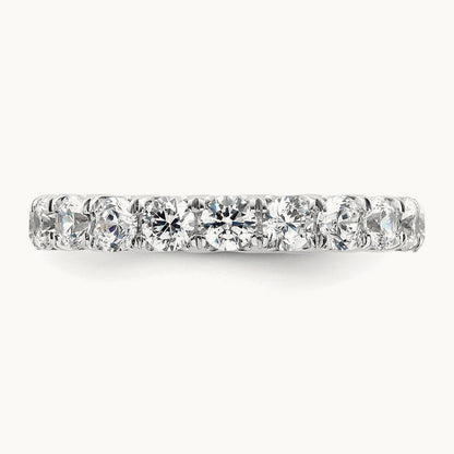 Polished U Shared Prong 3ct Diamond Eternity Band, 14K Gold in 14K White Gold