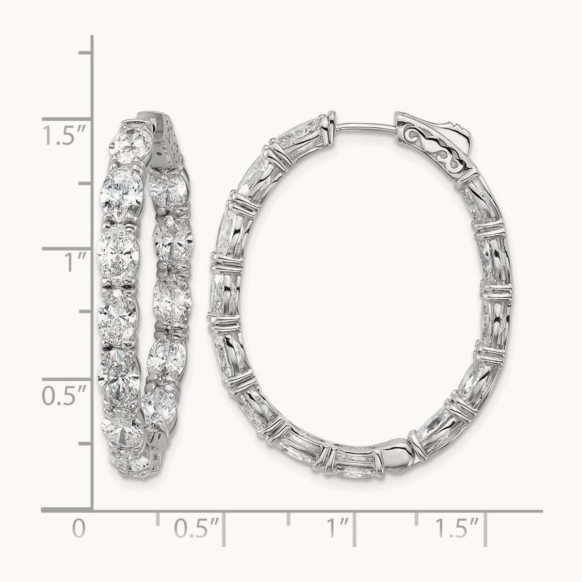 Oval & Round in/Out Hoop Earrings, 8.50 ct tw Lab-Grown Diamond — 14K White Gold