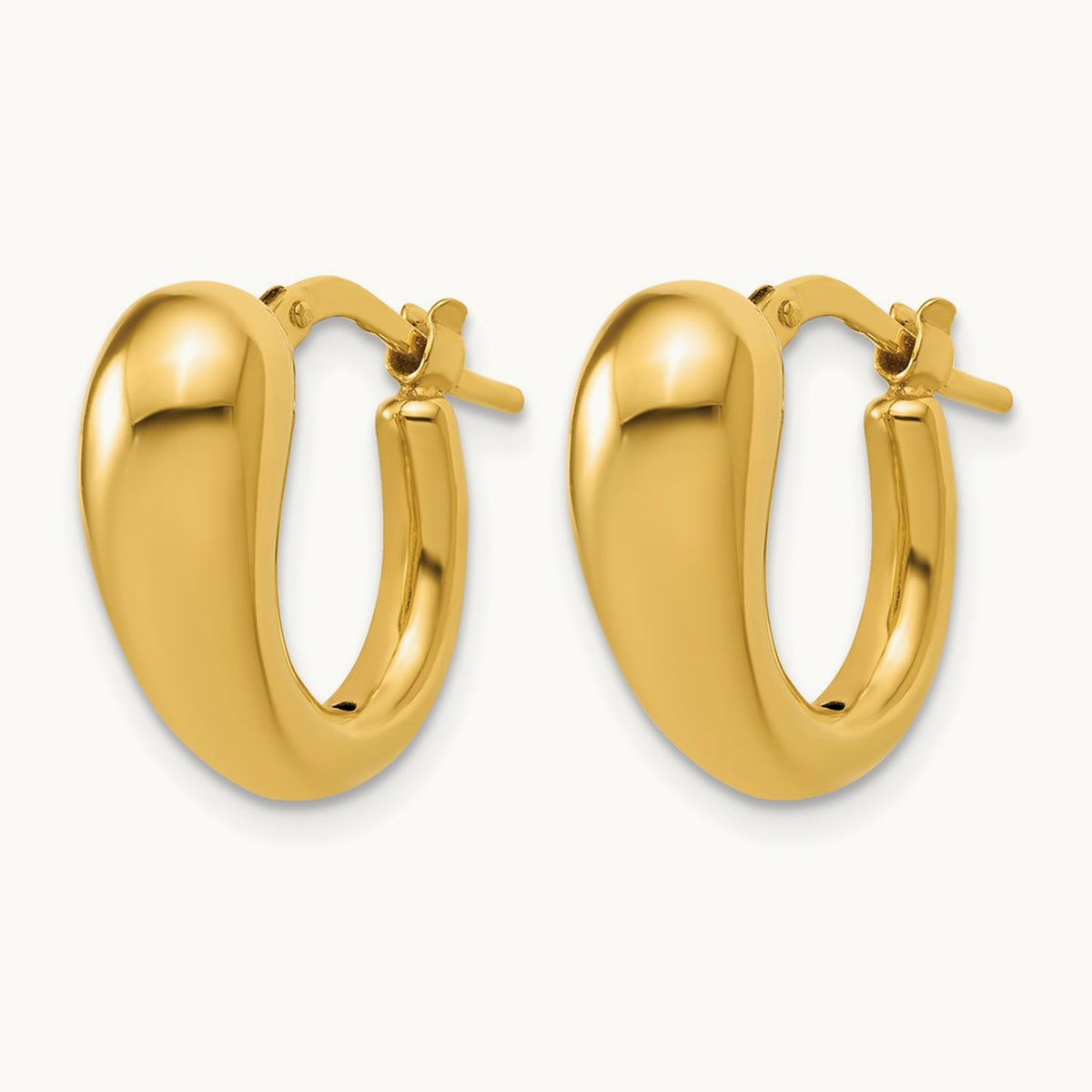 Polished Hollow Puffed Hoop Earrings, 14K — Leslie's