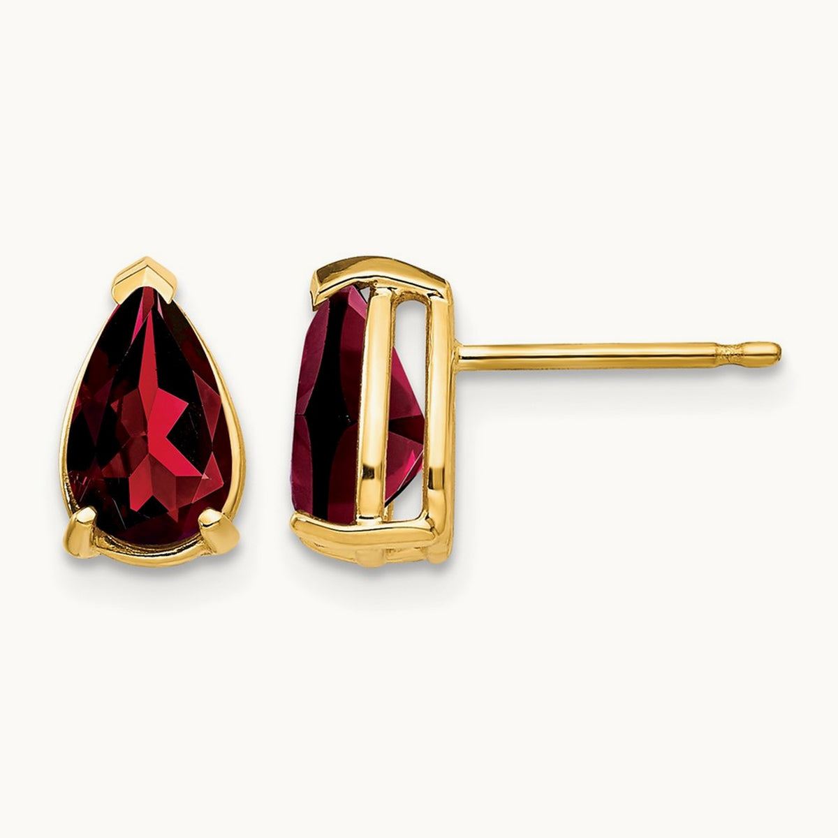 8x5mm Pear Garnet Earrings, 14K