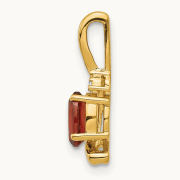 Garnet and Diamond Pendant — 14K Yellow Gold