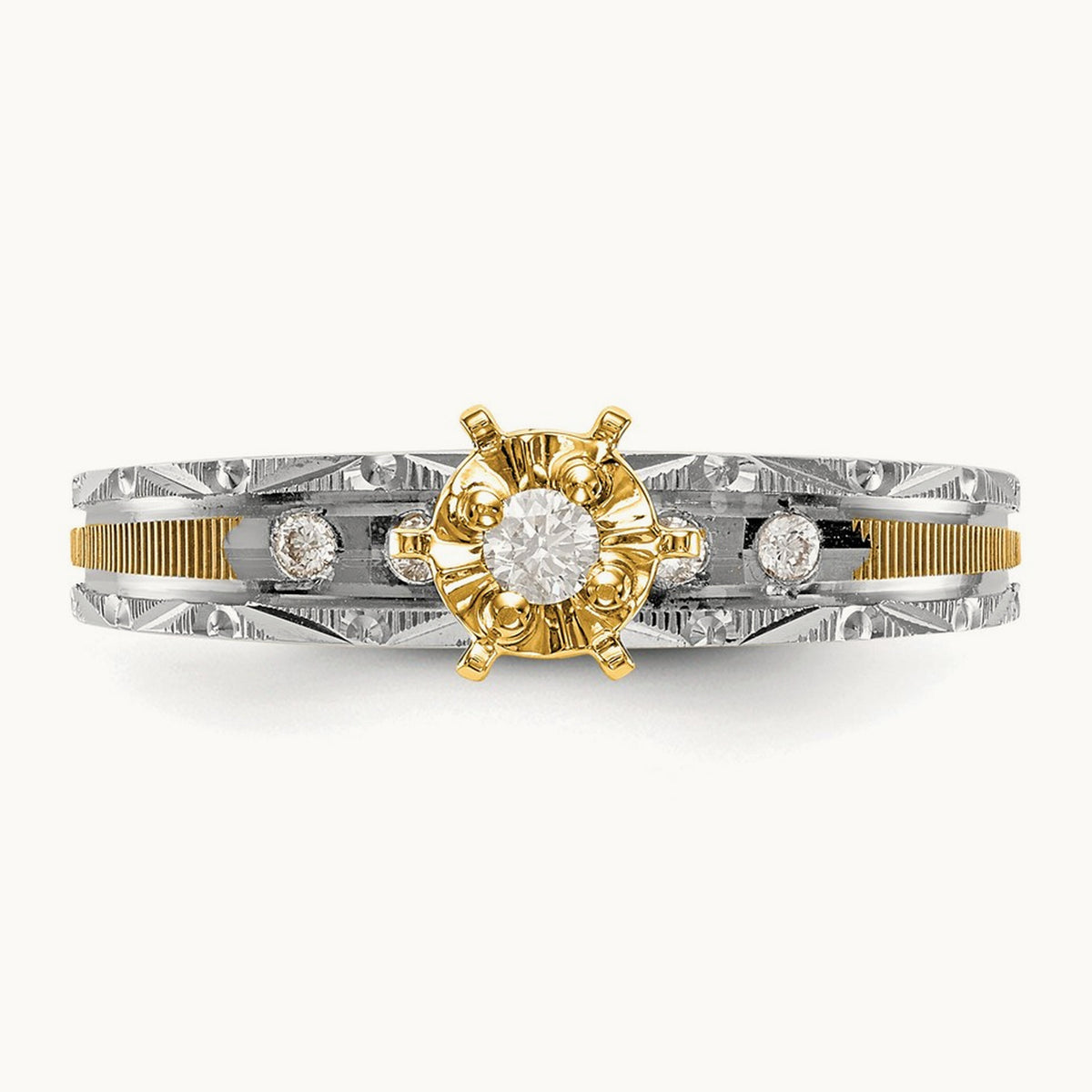 AA Quality Trio Complete Engagement Ring, 14K