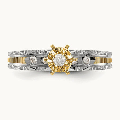 AA Quality Trio Complete Engagement Ring, 14K