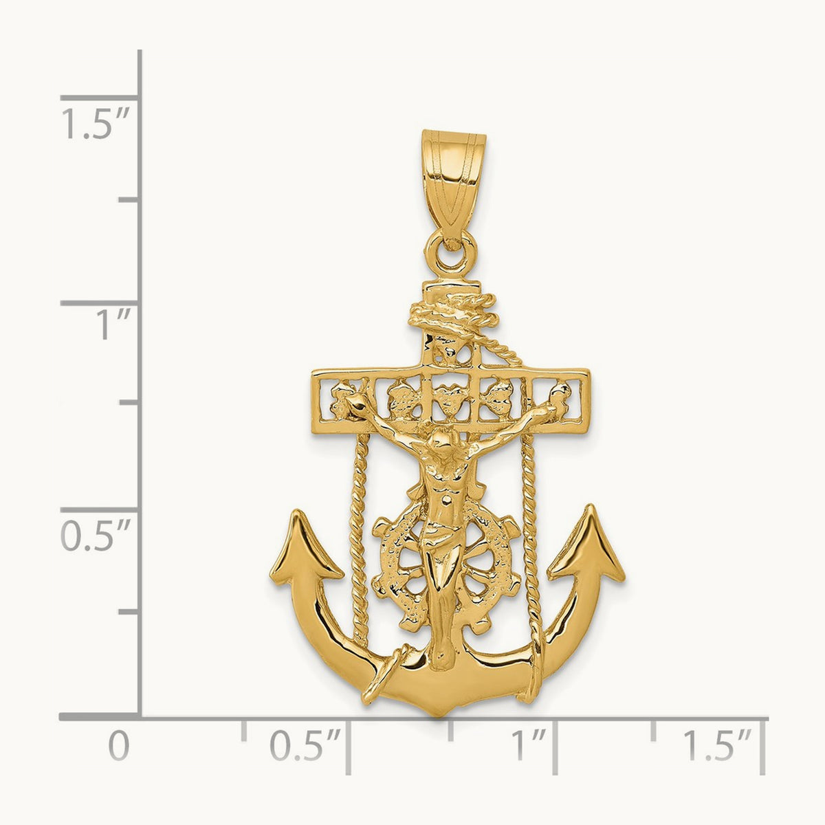 Mariners Cross Pendant — 14K Yellow Gold, 36mm