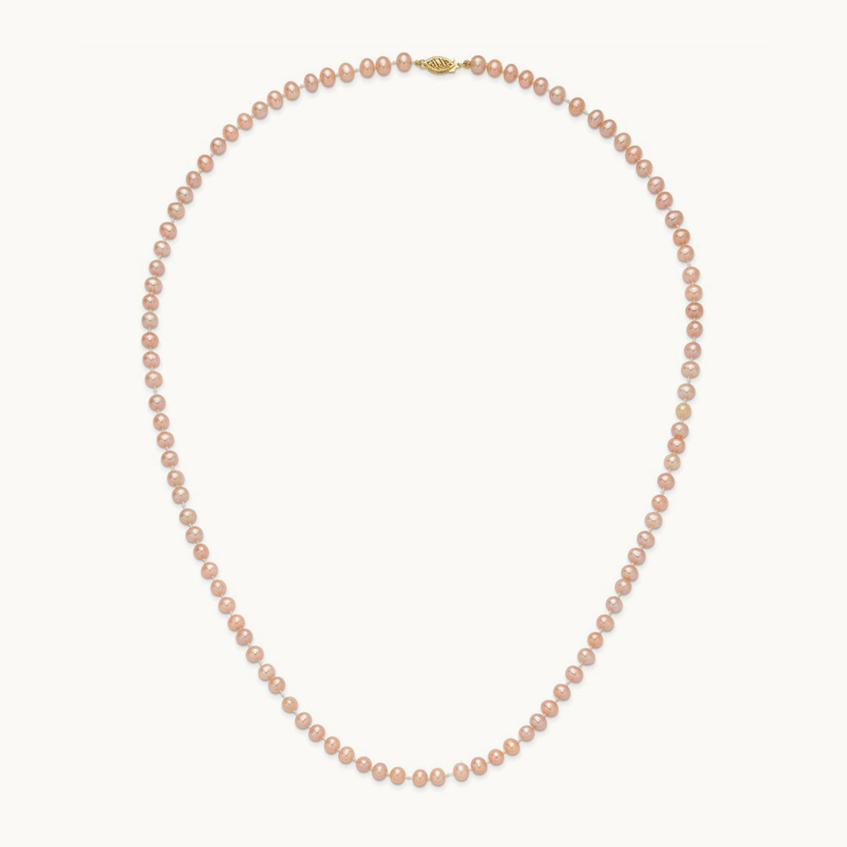 5- Pink Near Round Freshwater Cultured Pearl Necklace, 14K