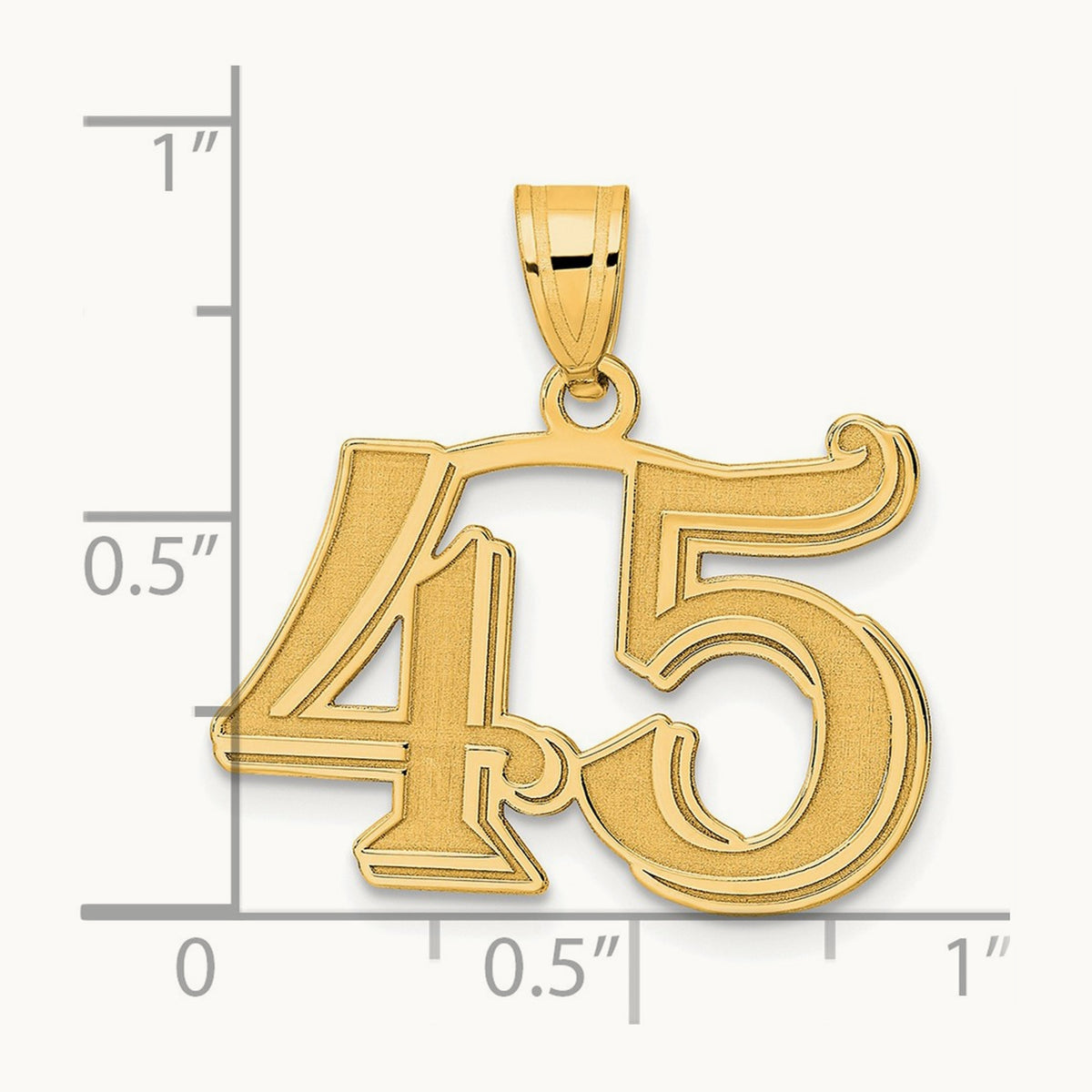 Polished Etched Number 45 Pendant, 14K