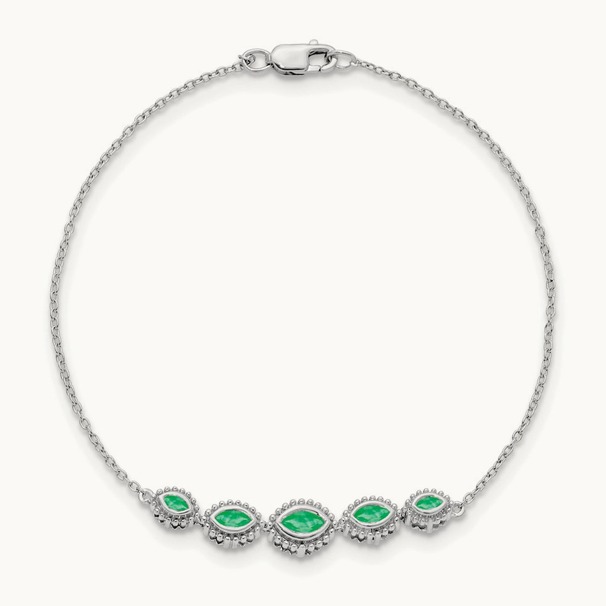 Marquise Emerald Bracelet, 14K White Gold