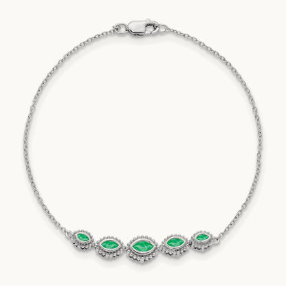 Marquise Emerald Bracelet, 14K White Gold