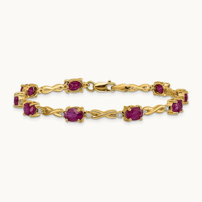 Diamond and Ruby Bracelet — 14K Yellow Gold