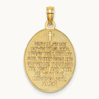 w/Rhodium Reversible CHILDS PRAYER w/Boy Charm, 14K