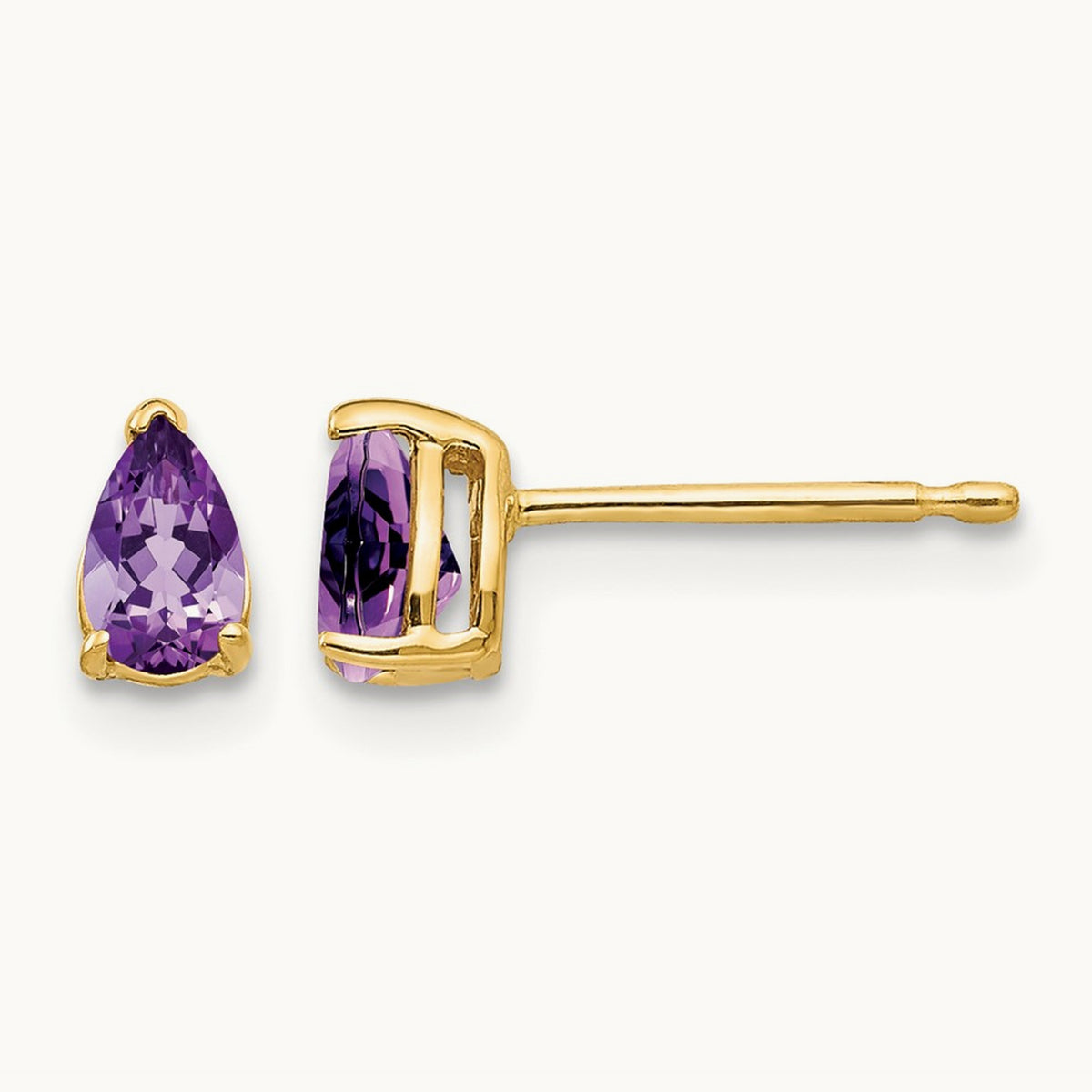 5x3mm Pear Amethyst Earrings, 14K