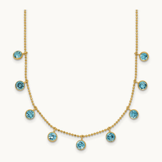Blue Topaz w/2in ext. Necklace, 14K