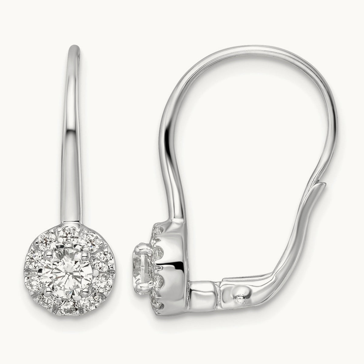 Drop Leverback Earrings, 0.75-1.50 ct tw Lab-Grown Diamond — 1 ct, 14K White Gold