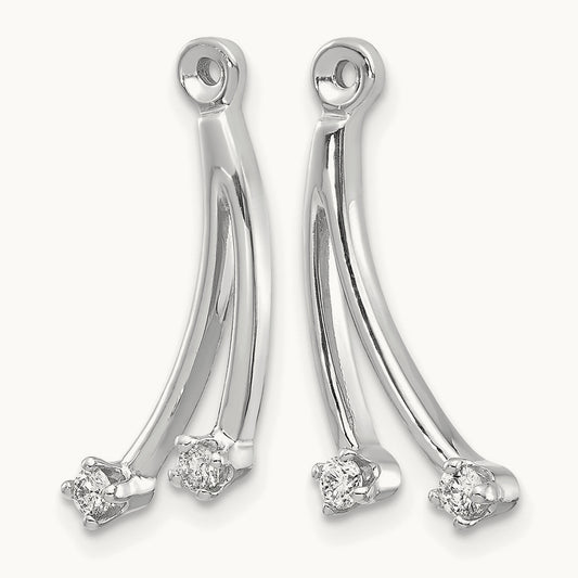 AA 2 Stone Dangle Diamond Earring Jacket, 14K White Gold