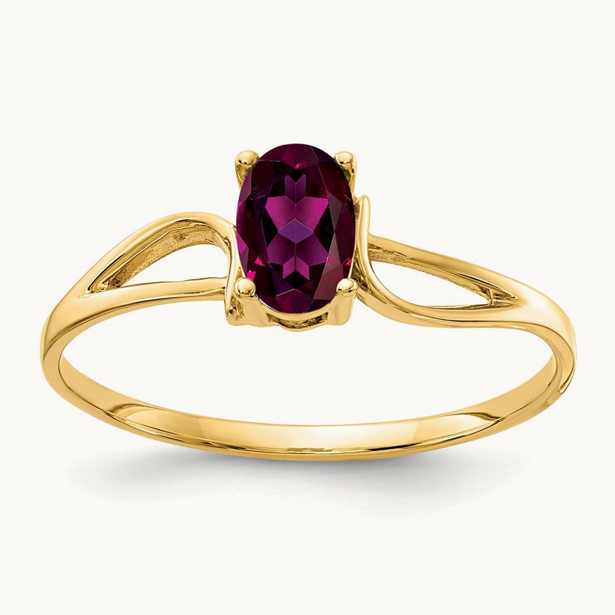 6x4mm Oval Rhodolite Garnet ring, 14K