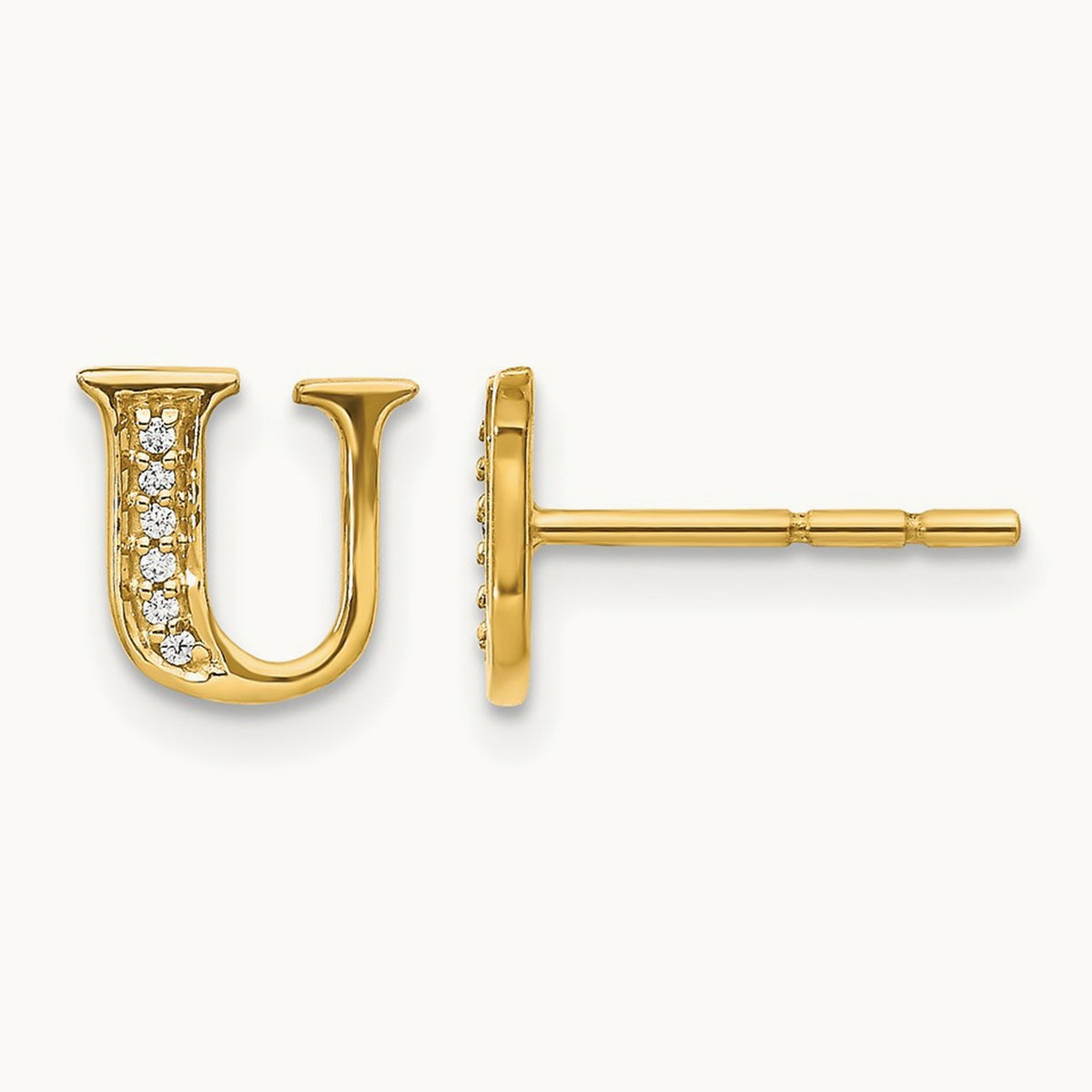 Diamond Earrings — 14K Yellow Gold, 8mm, U