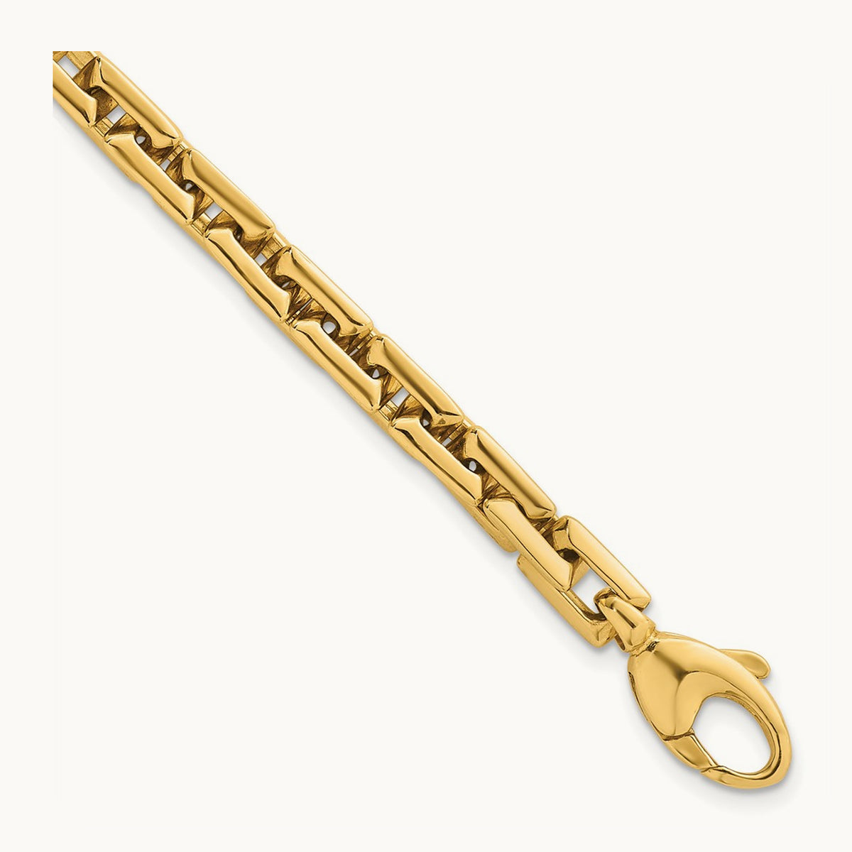 Polished Square Link Bracelet, 6.25mm, 14K