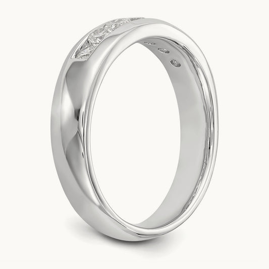 7-Stone Diamond Channel Band, 14K White Gold