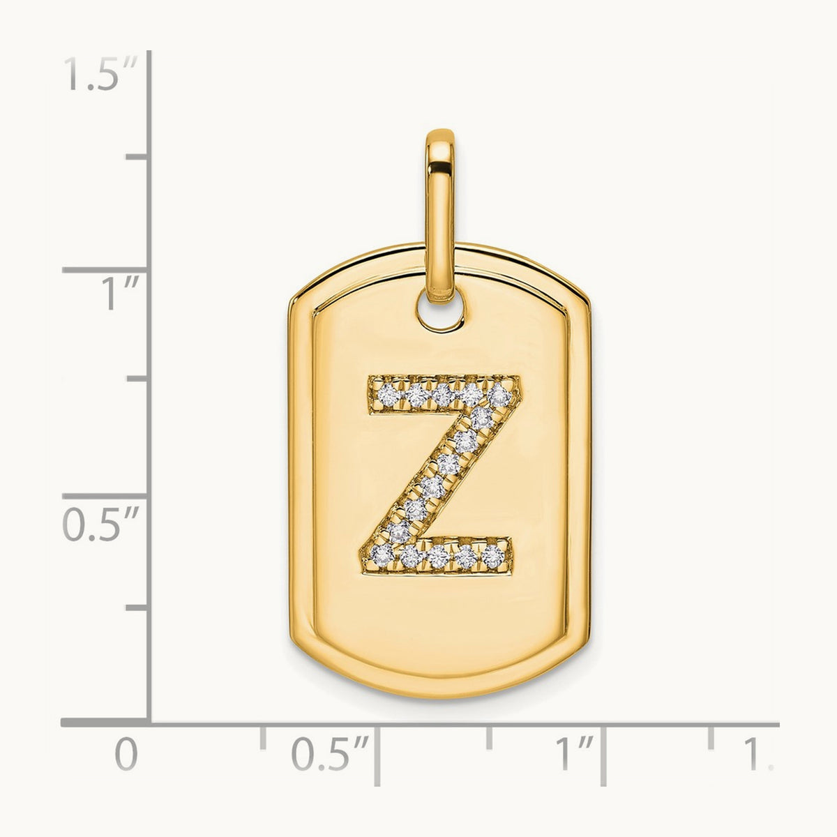 Diamond Dog Tag Charm — 14K Yellow Gold, Z