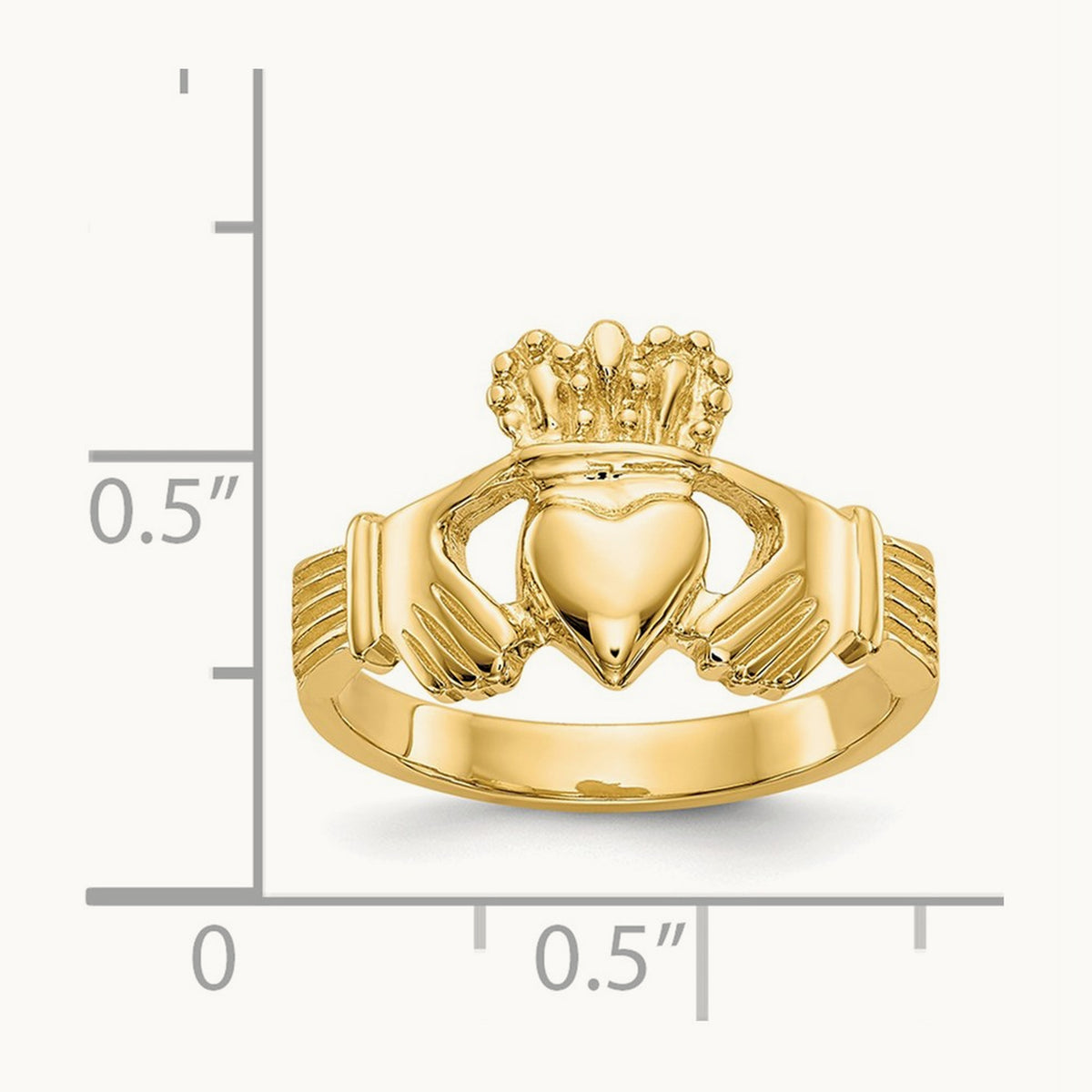 Polished Claddagh Ring, 14K