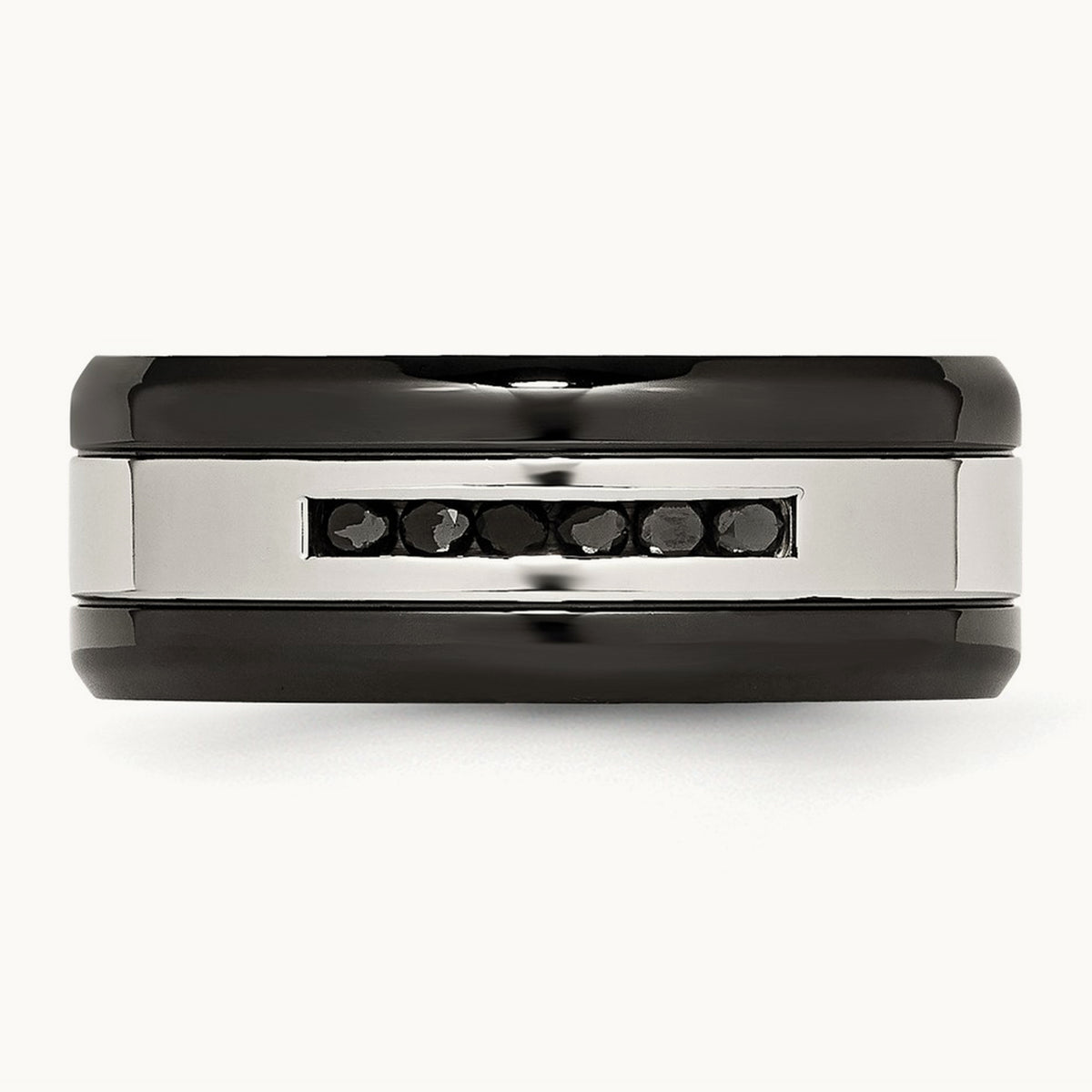 Polished Black IP-plated Black Diamond Band — photo set