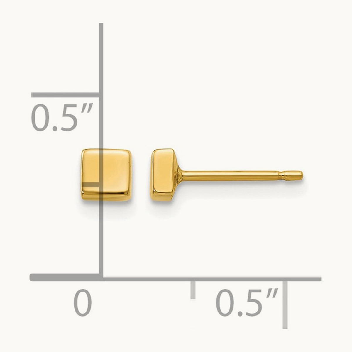 Polished Square Post Earrings — 3.5mm