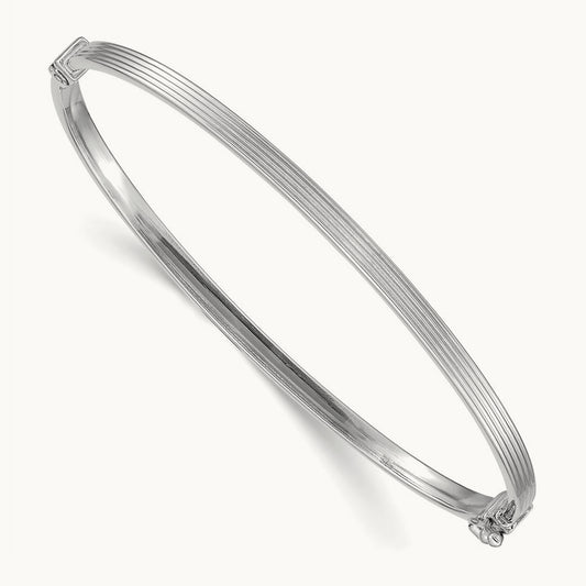 Polished Textured Hinged Bangle Bracelet — photo set