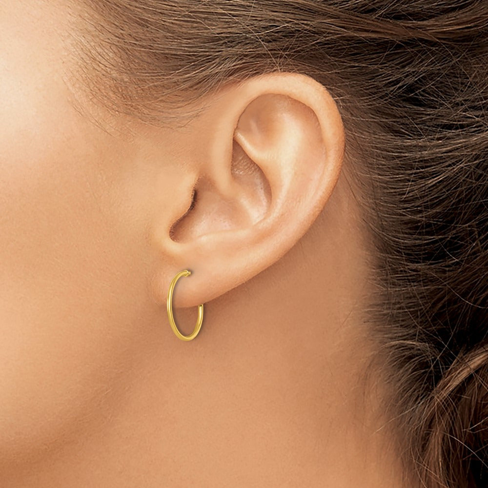 1.2 x Polished Post Hoop Earrings — 14K Yellow Gold