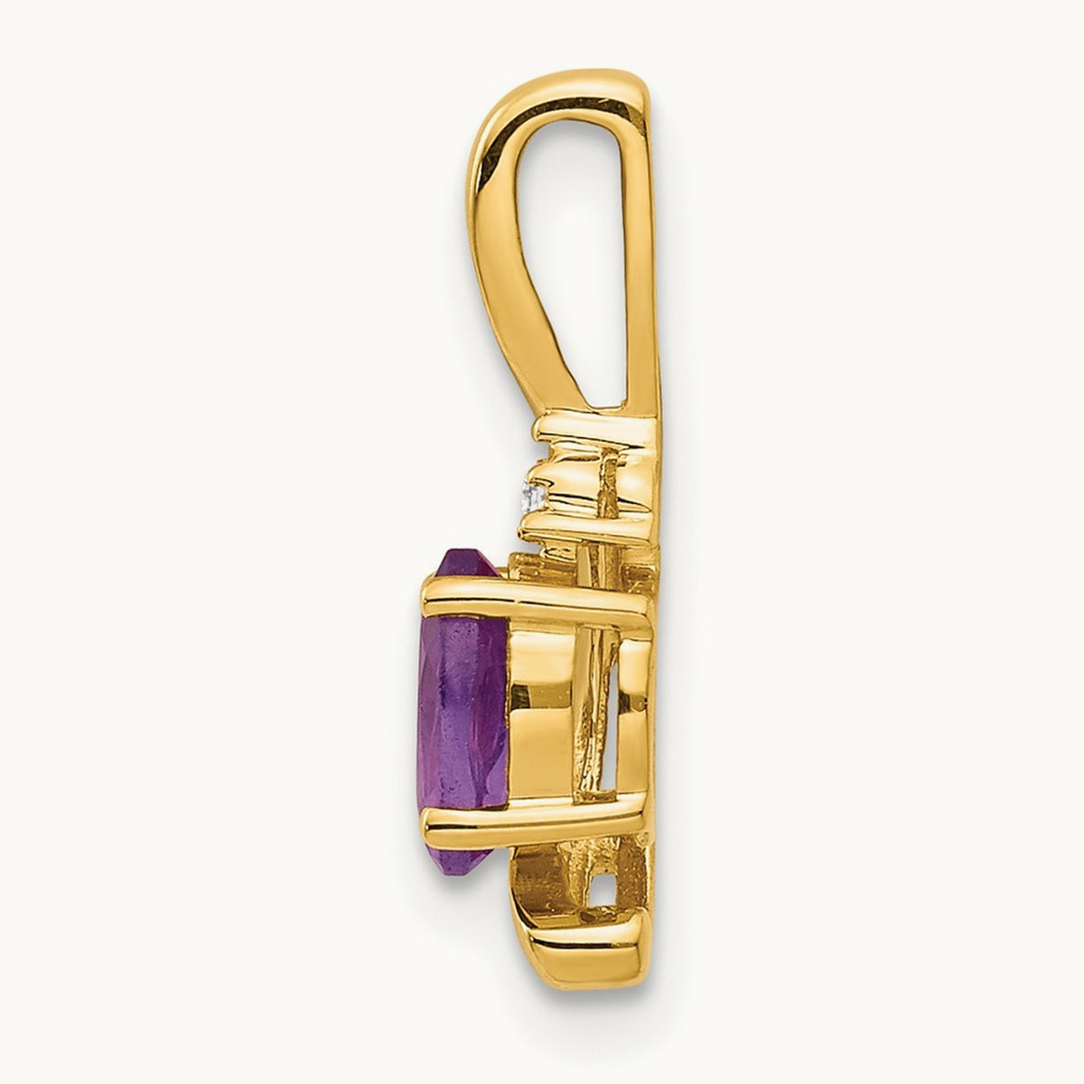 Amethyst and Diamond Pendant — 14K Yellow Gold