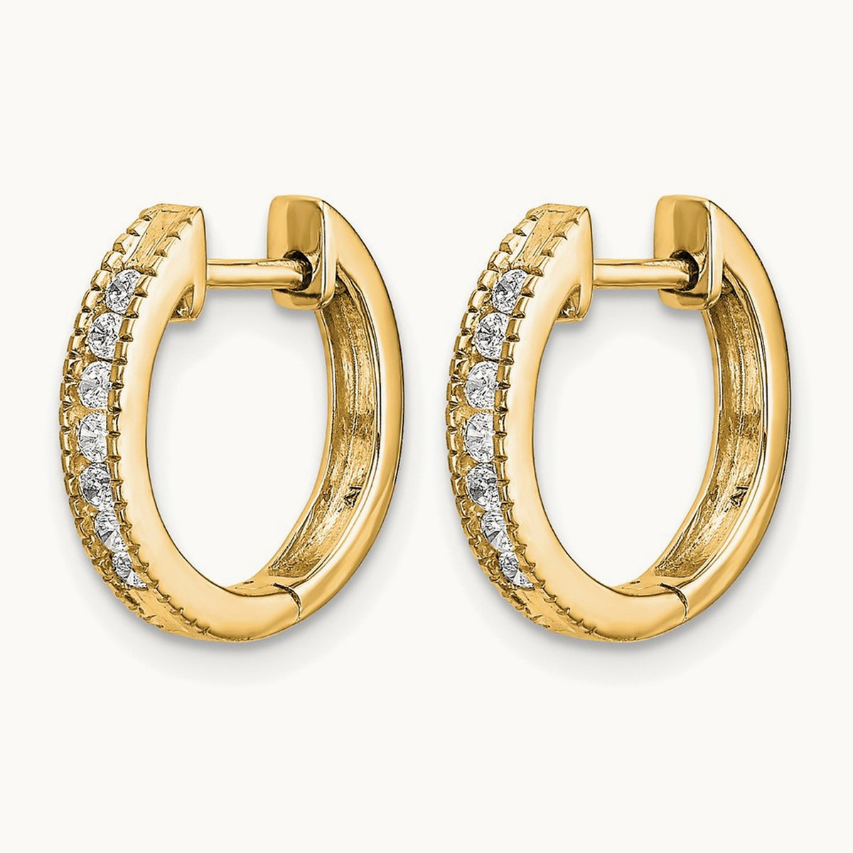 Hinged Hoop Earrings, 0.20 ct tw Lab-Grown Diamond — 14K Yellow Gold