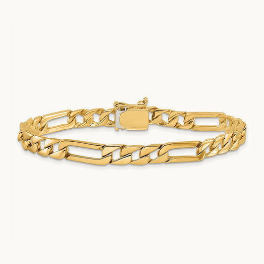 Hand-polished Fancy Link Bracelet, 6mm, 14K