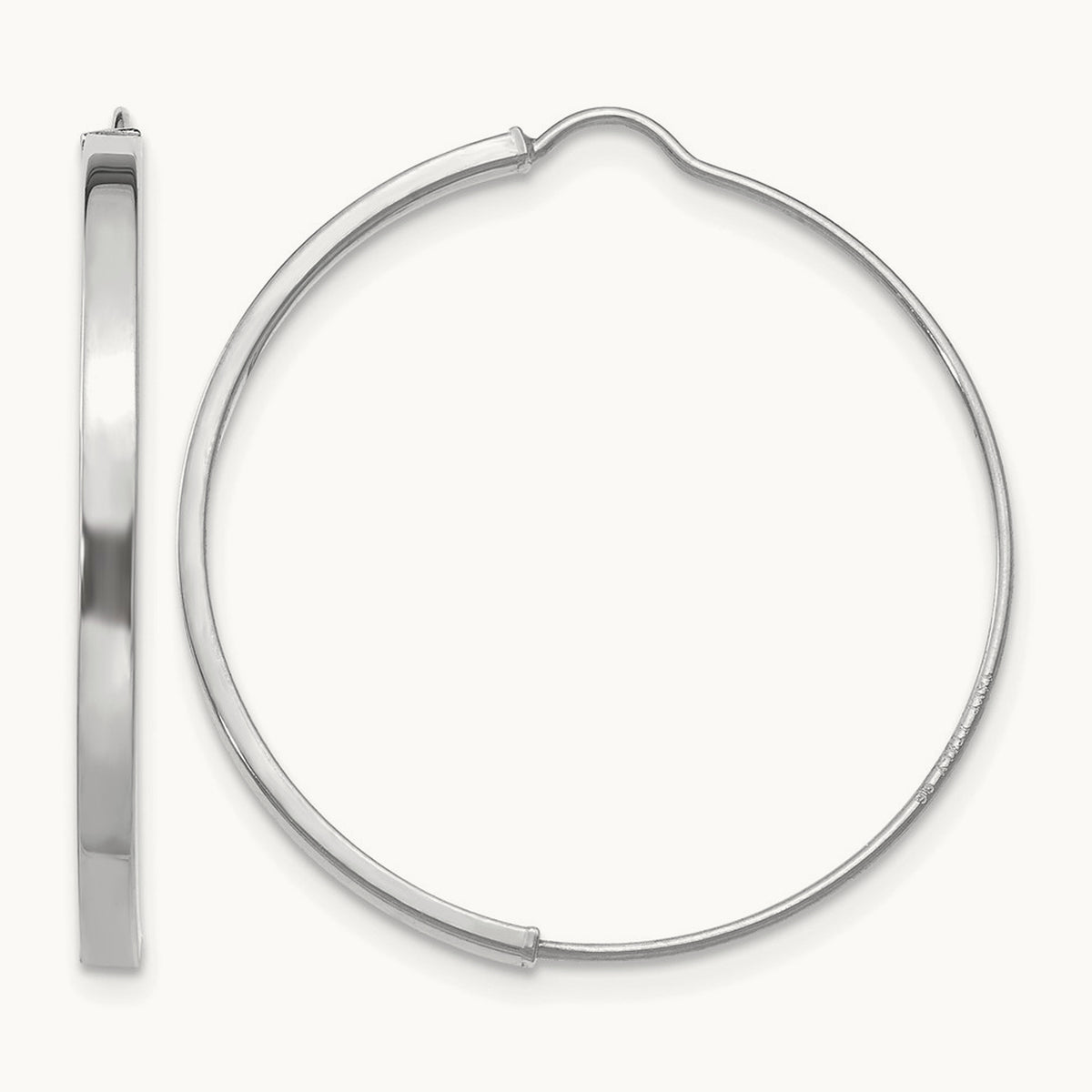 Wire Hoop Earrings — 14K White Gold