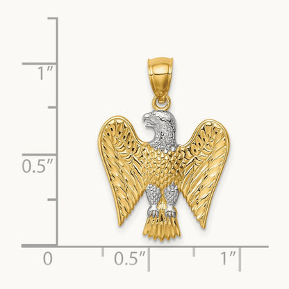 w/White Rhodium Eagle Pendant, 14K