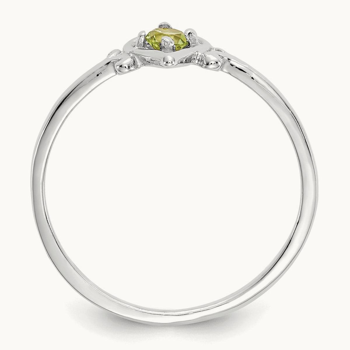Peridot Birthstone Heart Ring — 14K White Gold, 7